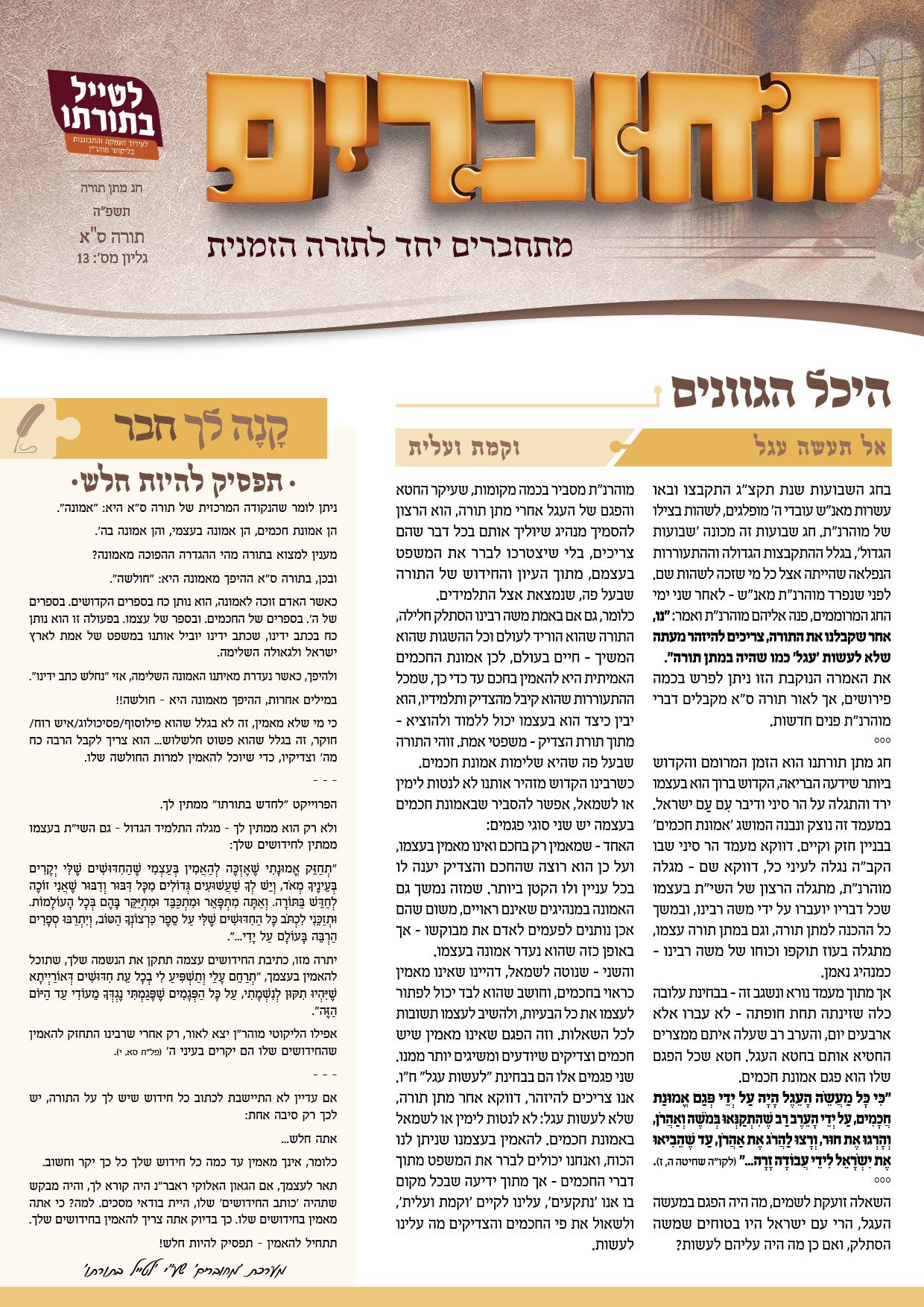 עלון מחוברים 13